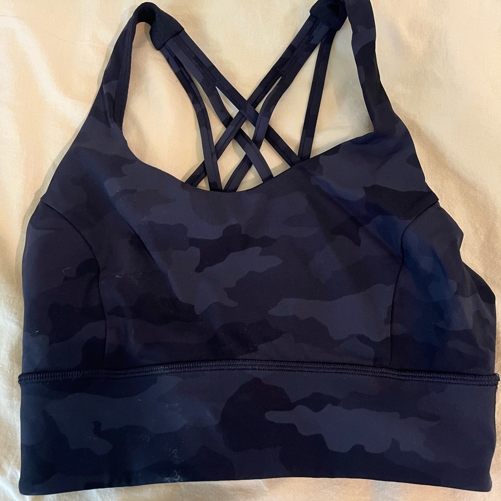 LuluLemon Black Camo Longline Energy Bra